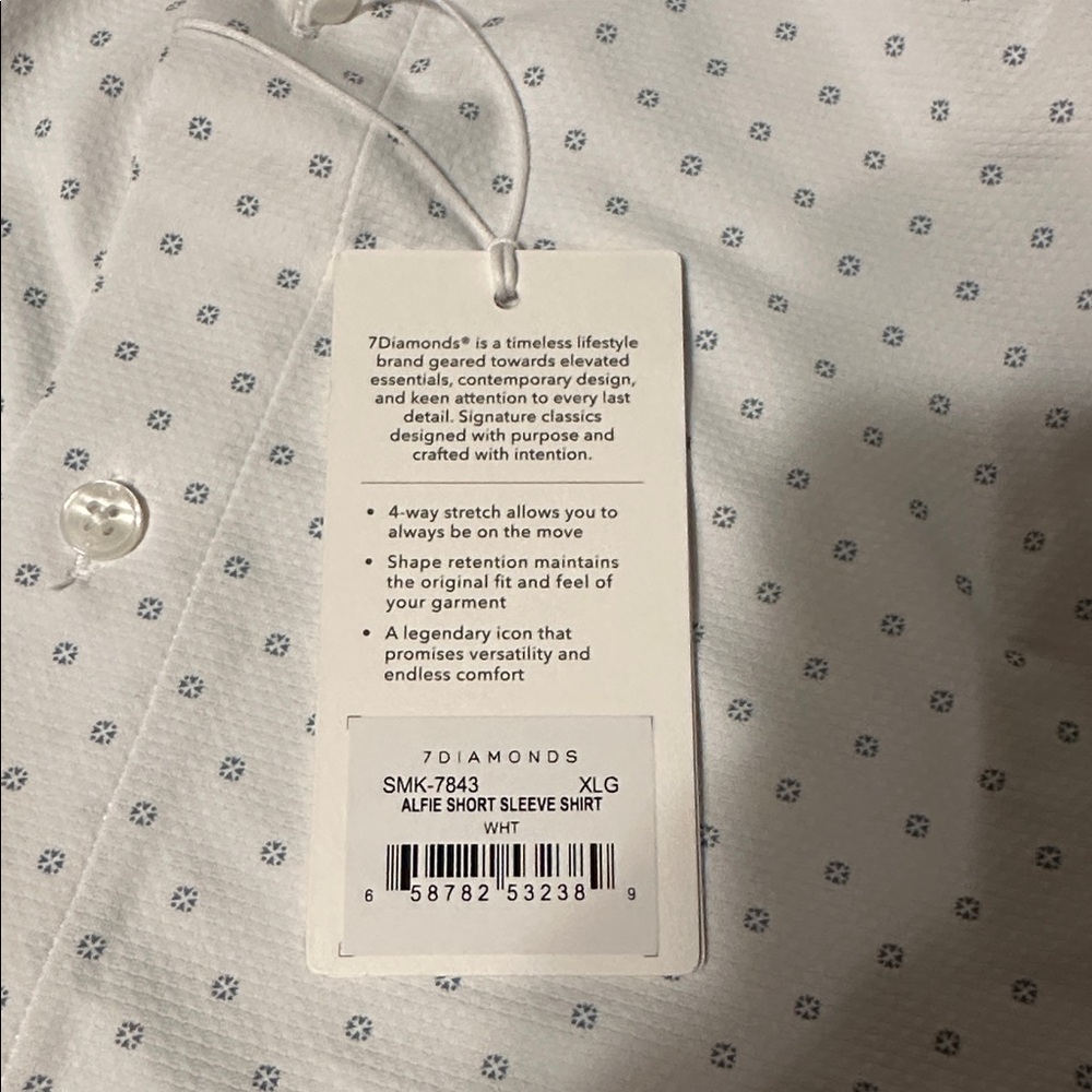 NWT 🔹7 Diamonds Men's White Short Sleeve Button-Down Shirt🔹 - Picture 8 of 9